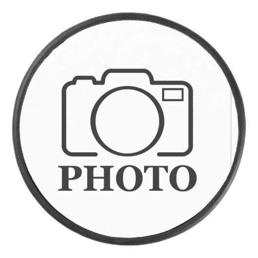 Voeg gepersonaliseerde foto bruiloft modern Schatt Hockey Puck (Voorkant)