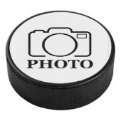 Voeg gepersonaliseerde foto bruiloft modern Schatt Hockey Puck (3/4)