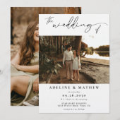 Voeg gepersonaliseerde foto moderne script bruilof kaart (Voorkant / Achterkant)