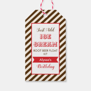 Voeg gewoon ijs, wortel bier Float Favor Tags toe Cadeaulabel