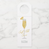 Voeg gewoon Mimosa-champagne of Prosecco-sap toe Flessenhanger (Voorkant)