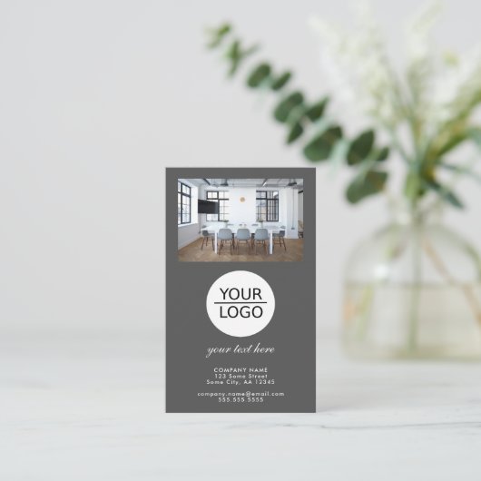 Voeg grijs de Foto van de Aangepaste Bevordering v Visitekaartje (Staand voorkant)