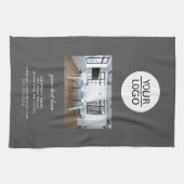 Voeg grijs de Foto van uw bedrijf van de Tekst van Theedoek (Horizontaal)