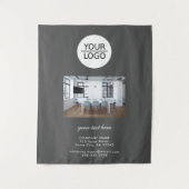 Voeg grijs de Foto van uw bedrijf van de Tekst van Wandkleed (Voorkant)