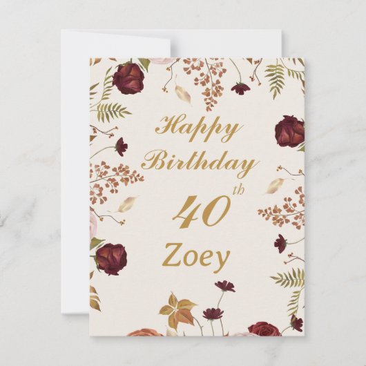 Voeg haar leeftijd en naam  vrouwelijk verjaardags notitiekaartje (Voorkant)