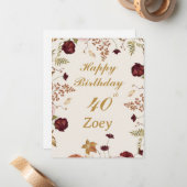 Voeg haar leeftijd en naam vrouwelijk verjaardags notitiekaartje (Voorkant / Achterkant in situ)