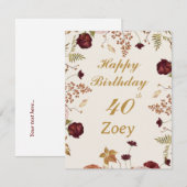 Voeg haar leeftijd en naam  vrouwelijk verjaardags notitiekaartje (Voorkant / Achterkant)