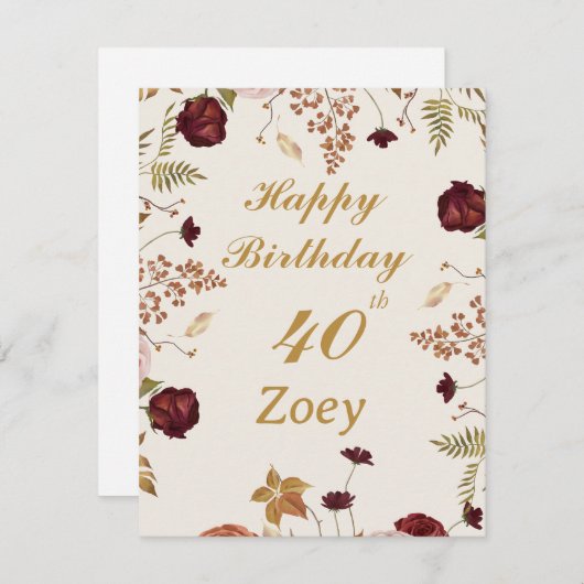 Voeg haar leeftijd en naam  vrouwelijk verjaardags notitiekaartje (Voorkant / Achterkant)