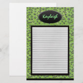 Voeg haar naam Groene Ontwerper Briefpapier toe (Voorkant / Achterkant)