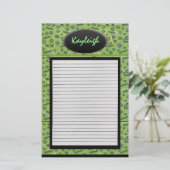 Voeg haar naam Groene Ontwerper Briefpapier toe (Staand voorkant)