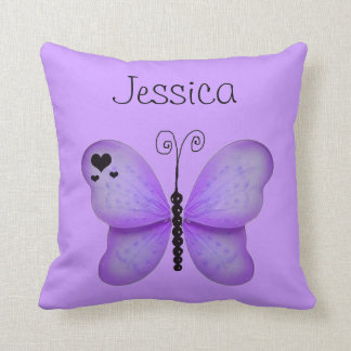 Voeg haar naam Paarse Butterfly Decorative Pillow  Kussen