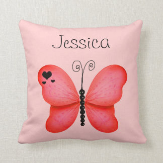Voeg haar naam Red Butterfly Decorative Pillow toe Kussen
