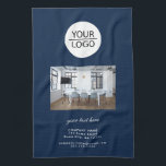 Voeg het Blauw van het Bedrijf van de Tekst van de Theedoek<br><div class="desc">Voeg uw Logo met een Blauwe Keukenhanddoek van de Bevordering van de Foto van het Bedrijf van de Tekst van de Douane toe. Voeg uw foto,  logo toe en pas de tekst,  bedrijfsnaam,  adres en contactinformatie aan. Zakelijke promotie of weggeven voor uw klanten en zakelijke partners.</div>