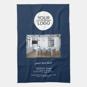 Voeg het Blauw van het Bedrijf van de Tekst van de Theedoek