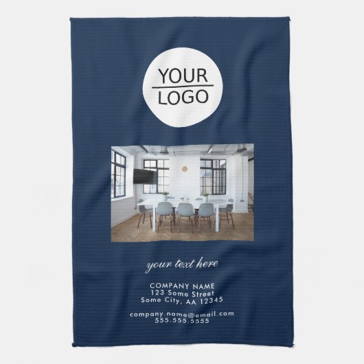 Voeg het Blauw van het Bedrijf van de Tekst van de Theedoek (Verticaal)