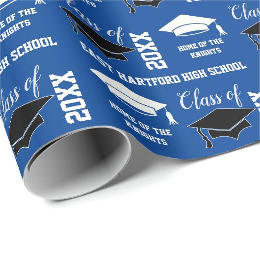 Voeg het Blauwe Afstuderen van het Jaar van de Sch Cadeaupapier (Rol Hoek)