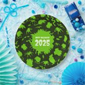 Voeg het jaar toe Happy Halloween Green Creepy Cra Papieren Bordje (Feest)