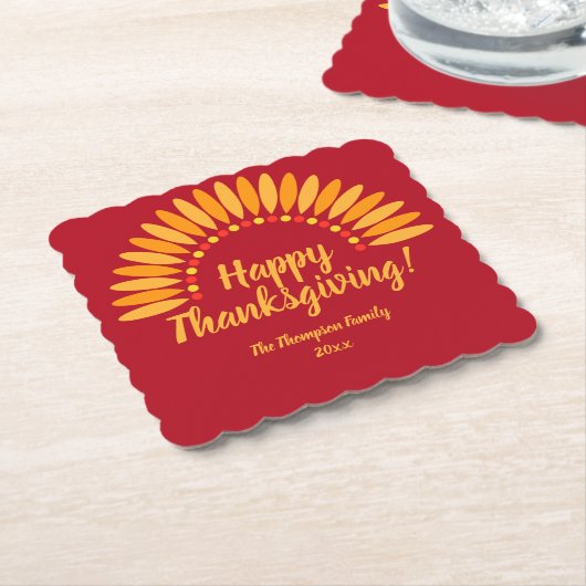 Voeg het Jaar van de Fijne Thanksgiving Gloed op R Kartonnen Onderzetters (Gebogen)