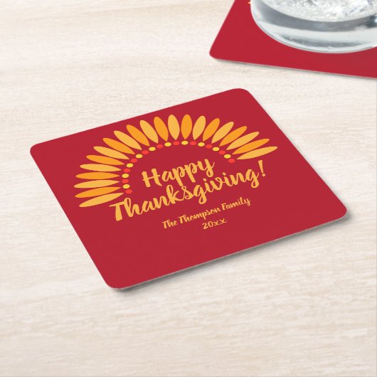 Voeg het Jaar van de Fijne Thanksgiving Gloed op R Kartonnen Onderzetters (Schuin)