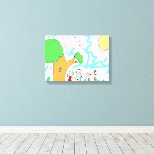 Voeg het kinderkunstwerk hieraan toe canvas afdruk (Insitu (Houten vloer))