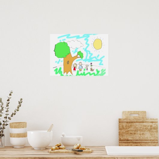 Voeg het kinderkunstwerk hieraan toe poster (Keuken)