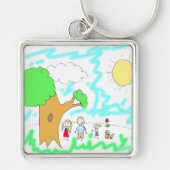 Voeg het kinderkunstwerk hieraan toe sleutelhanger (Voorkant)