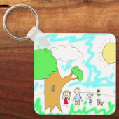 Voeg het kinderkunstwerk hieraan toe sleutelhanger (Voorkant)