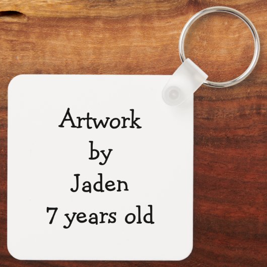 Voeg het kinderkunstwerk hieraan toe sleutelhanger (Achterkant)