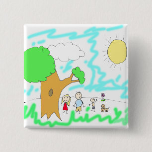 Voeg het kinderkunstwerk hieraan toe vierkante button 5,1 cm