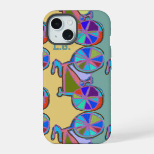 voeg het kleurrijke patroon van de naamknijpen toe iPhone 15 hoesje