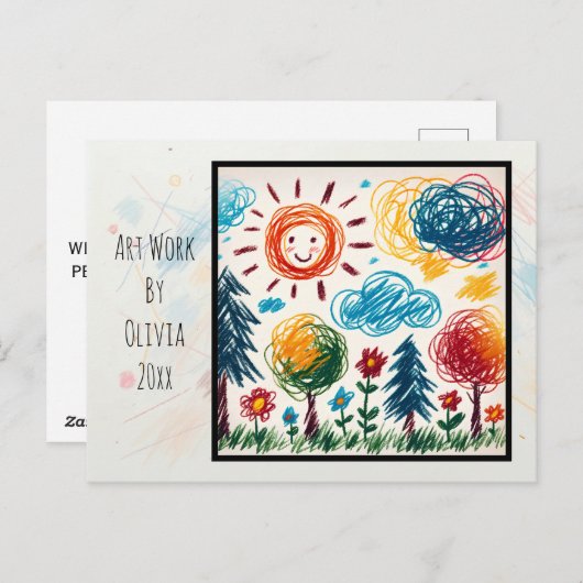 Voeg het kunstwerk van je kind toe aan deze kerst briefkaart (Voorkant / Achterkant)