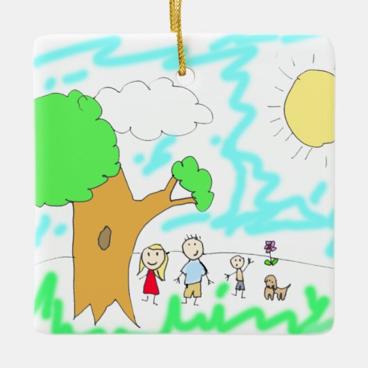 Voeg het kunstwerk van je kind toe aan deze kerst keramisch ornament (Voorkant)