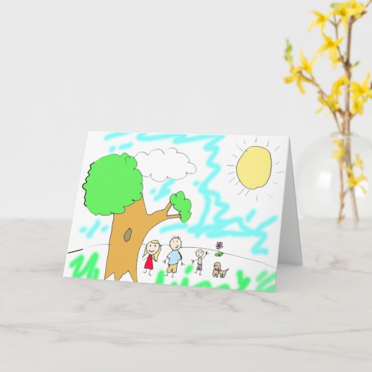 Voeg het Kunstwerk van uw kind aan deze Vaderdag t Kaart (Gele Bloem)