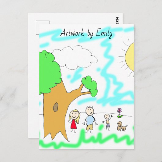 Voeg het kunstwerk van uw kind aan dit toe briefkaart (Voorkant / Achterkant)