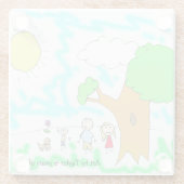 Voeg het kunstwerk van uw kind aan dit toe glazen onderzetter (Achterkant)