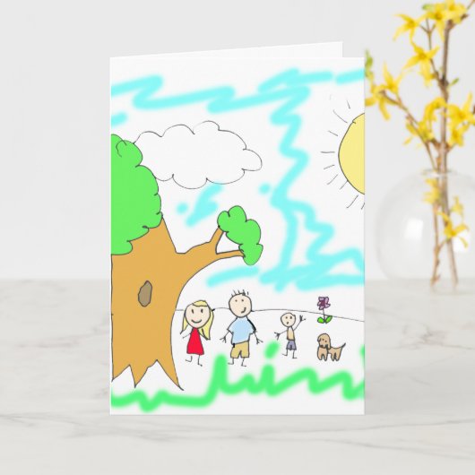 Voeg het kunstwerk van uw kind toe aan deze gelukk kaart (Gele Bloem)