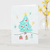 Voeg het kunstwerk van uw kind toe aan deze kerst  kaart (Gele Bloem)