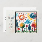 Voeg het kunstwerk van uw kind toe aan deze Kerstm Briefkaart (Voorkant / Achterkant)