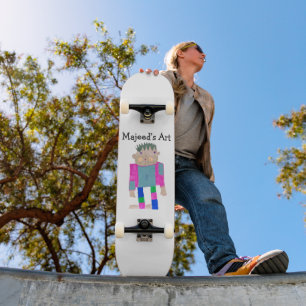 Voeg het kunstwerk van uw kind toe aan deze persoonlijk skateboard