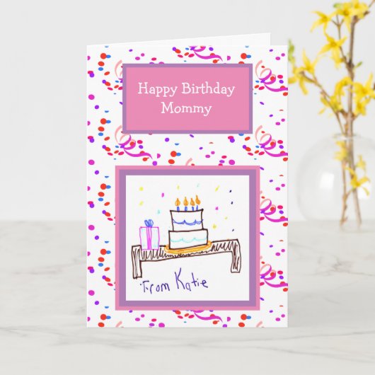 Voeg het kunstwerk van uw kind toe aan deze verjaa kaart (Gele Bloem)