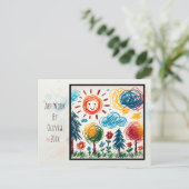 Voeg het kunstwerk van uw kind toe aan dit kerstfe briefkaart (Staand voorkant)