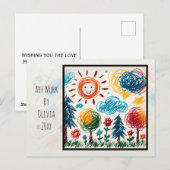 Voeg het kunstwerk van uw kind toe aan dit kerstfe briefkaart (Voorkant / Achterkant)