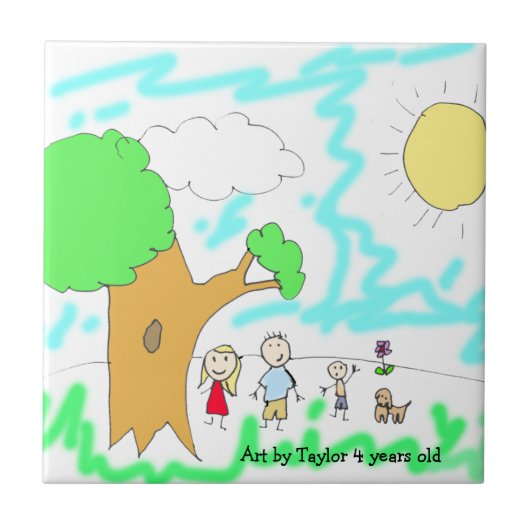 Voeg het kunstwerk van uw kind toe aan dit tegeltje (Voorkant)