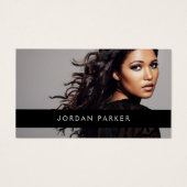 Voeg het model zwarte mode van de fototrendy visit visitekaartje (Voorkant)