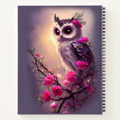 Voeg het Onderwerp van de Naam, Paarse Owl & Roze  Notitieboek (Achterkant)