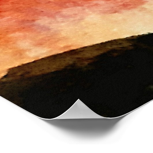 Voeg het Zonnegebergte van de Waterverf van de Tek Poster (Hoek)