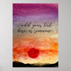 Voeg het Zonnegebergte van de Waterverf van de Tek Poster