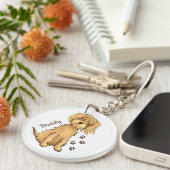 Voeg hier de naam Cute Fluffy Brown Dog Acrylic to Sleutelhanger (Voorkant Rechts)