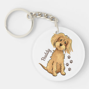 Voeg hier de naam Cute Fluffy Brown Dog Acrylic to Sleutelhanger