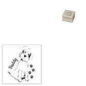 Voeg hier de naam Cute Fluffy Brown Dog toe Rubberstempel (Gestempeld)